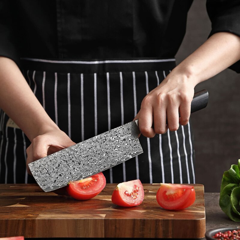 Zayiko Black Edition - Nakirimesser 18,5cm - Damastmesser aus schwarzem Stahl