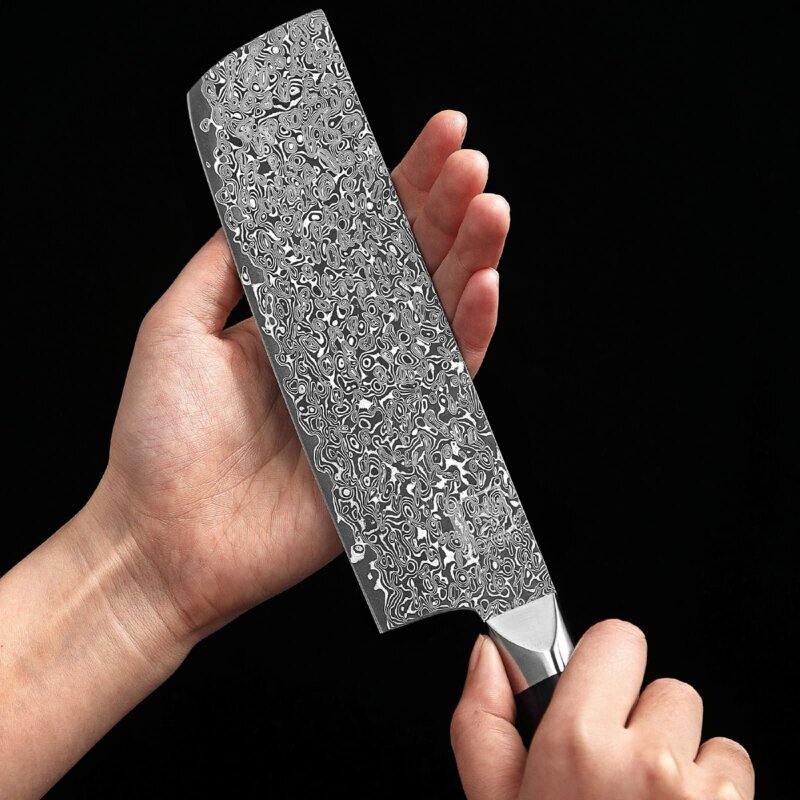 Zayiko Black Edition - Nakirimesser 18,5cm - Damastmesser aus schwarzem Stahl