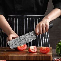 Zayiko Black Edition - Nakirimesser 18,5cm - Damastmesser aus schwarzem Stahl