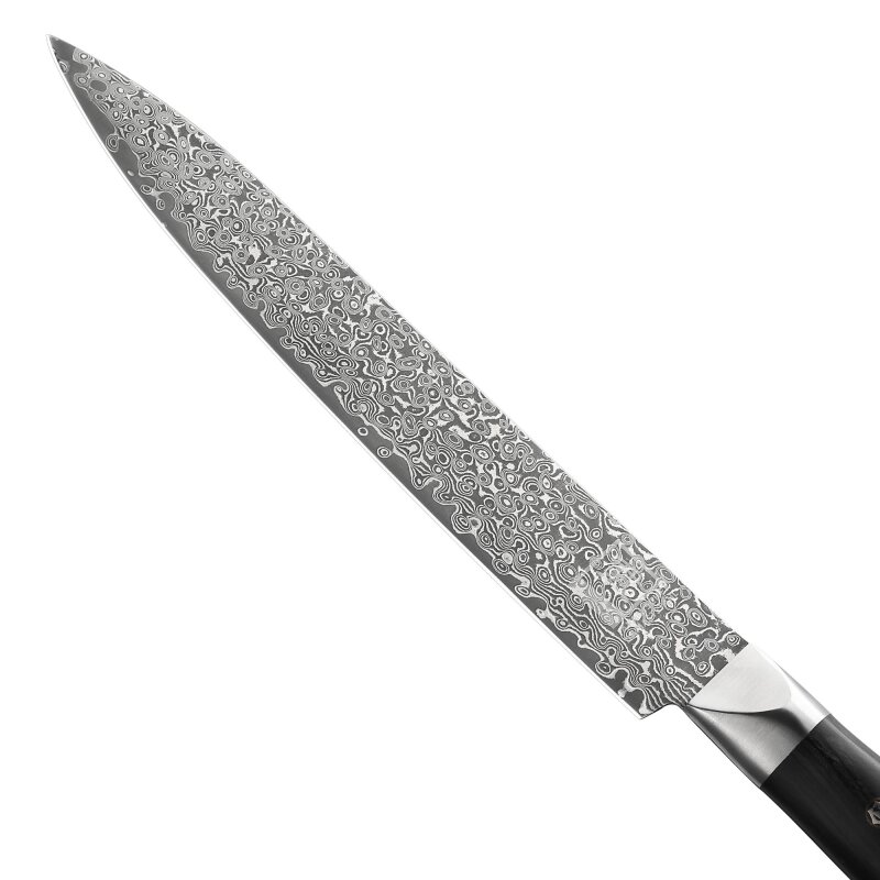 Zayiko Black Edition - Tranchier- und Fleischmesser 20,7cm - Damastmesser aus schwarzem Stahl