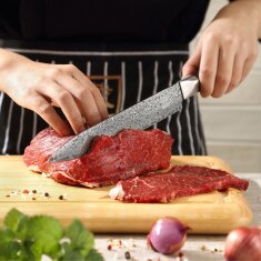 Zayiko Black Edition - Tranchier- und Fleischmesser 20,7cm - Damastmesser aus schwarzem Stahl