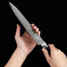 Zayiko Black Edition - Tranchier- und Fleischmesser 20,7cm - Damastmesser aus schwarzem Stahl