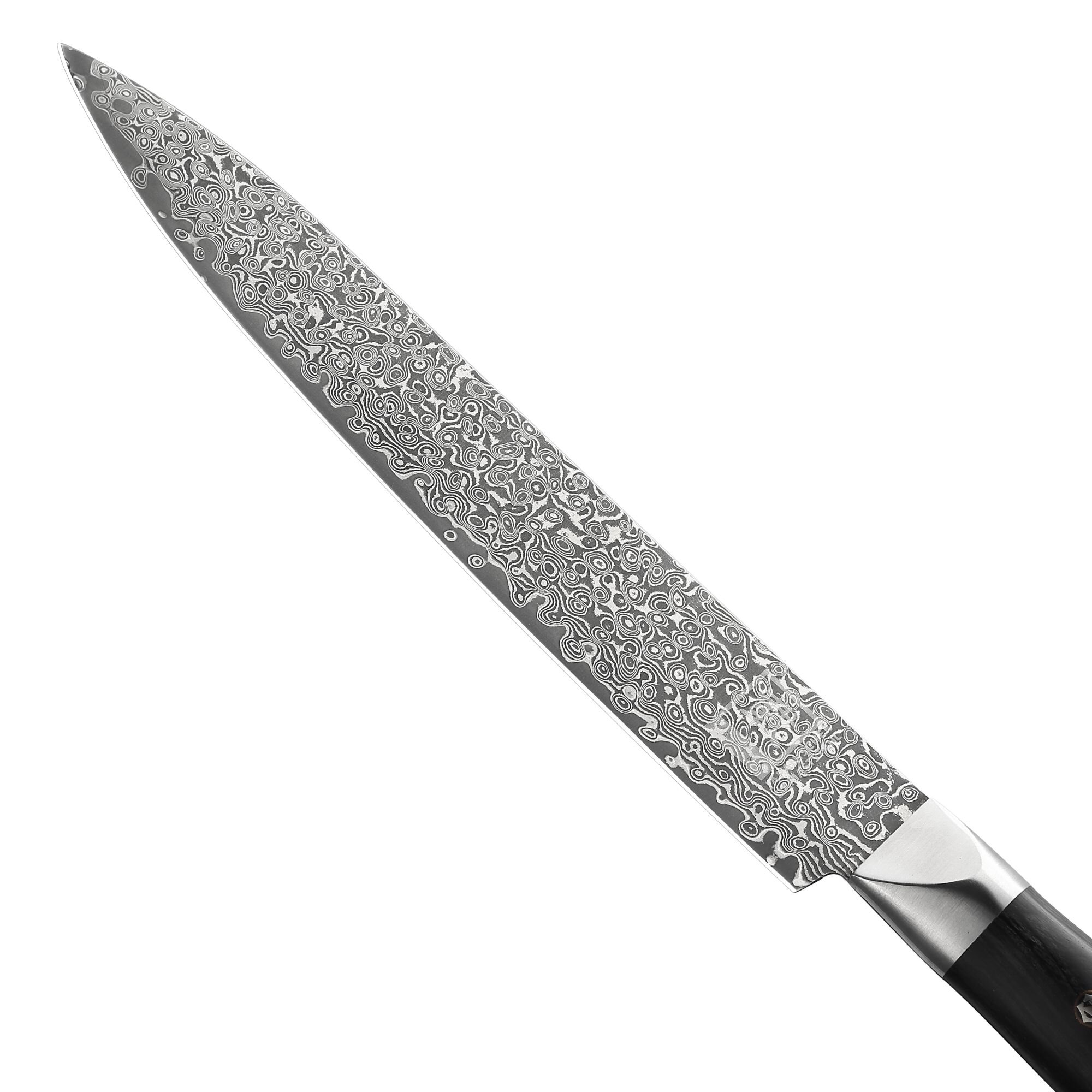 Zayiko Black Edition - Tranchier- und Fleischmesser 20,7cm - Damastmesser aus schwarzem Stahl