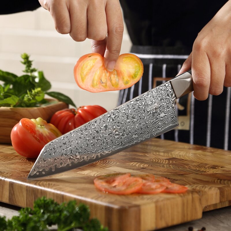 Zayiko Black Edition - Chefmesser Kiritsuke 20 cm - Damastmesser aus schwarzem Stahl