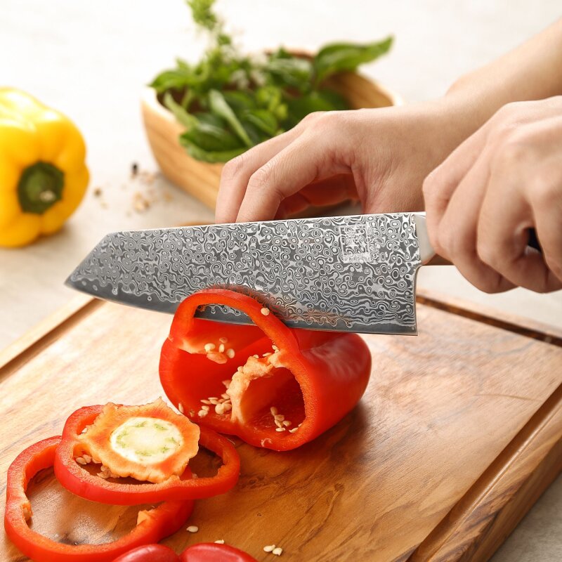 Zayiko Black Edition - Chefmesser Kiritsuke 20 cm - Damastmesser aus schwarzem Stahl