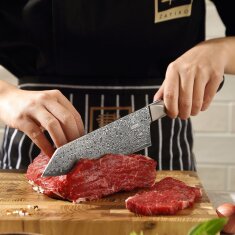 Zayiko Black Edition - Chefmesser Kiritsuke 20 cm - Damastmesser aus schwarzem Stahl