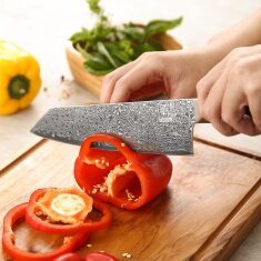 Zayiko Black Edition - Chefmesser Kiritsuke 20 cm - Damastmesser aus schwarzem Stahl