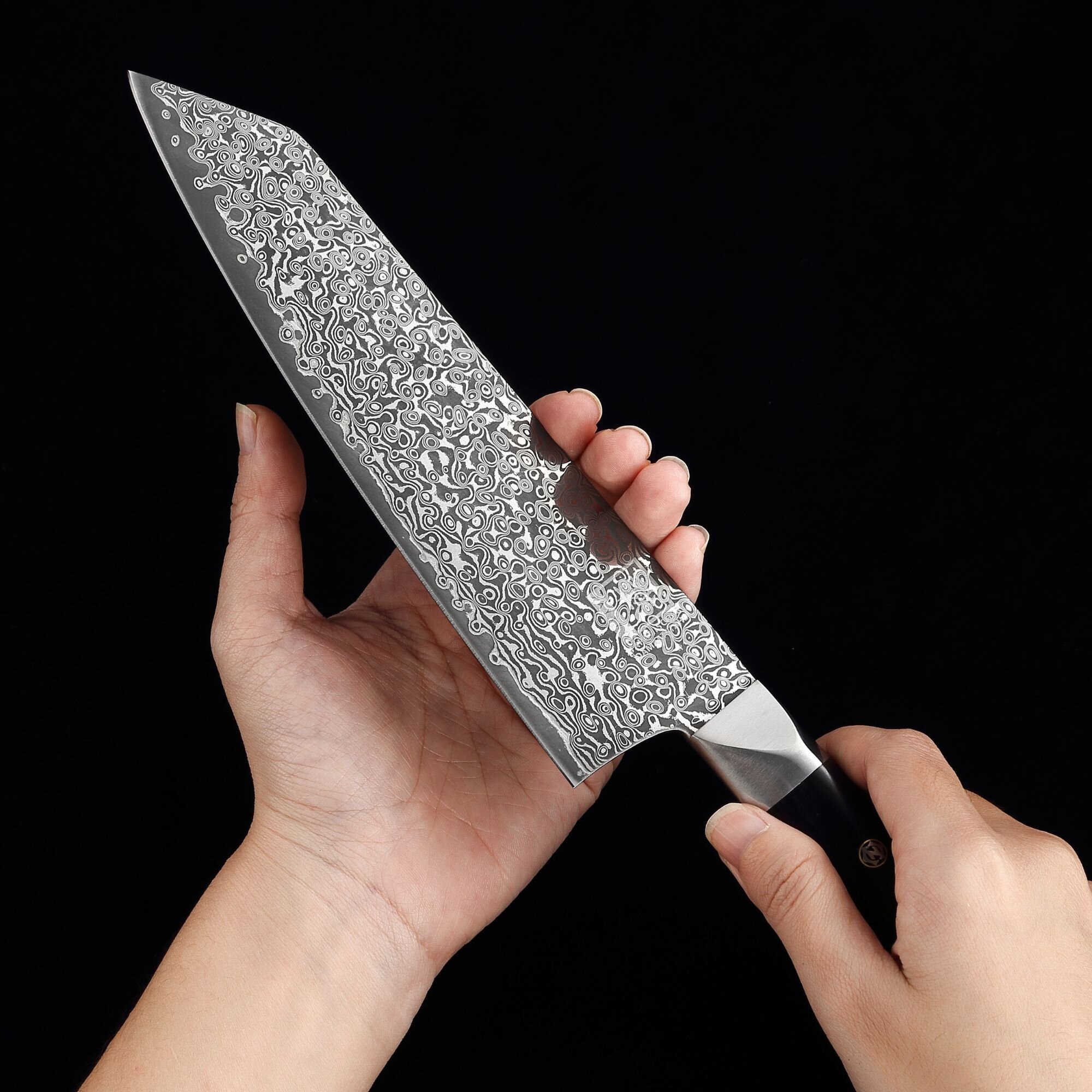 Zayiko Black Edition - Chefmesser Kiritsuke 20 cm - Damastmesser aus schwarzem Stahl