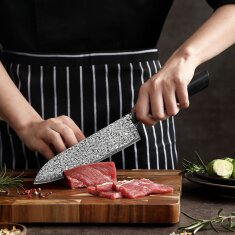 Zayiko Black Edition - Santoku 18 cm - Damastmesser aus schwarzem Stahl
