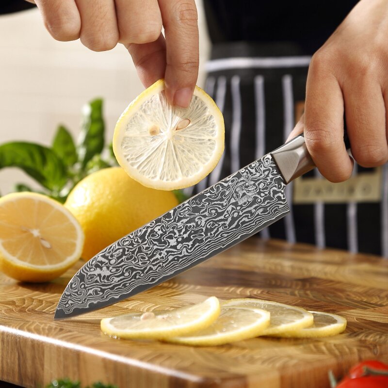 Zayiko Black Edition - Santoku klein 13 cm - Damastmesser aus schwarzem Stahl