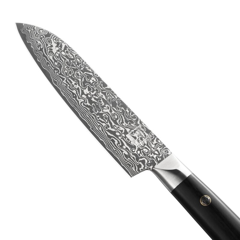 Zayiko Black Edition - Santoku klein 13 cm - Damastmesser aus schwarzem Stahl