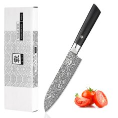 Zayiko Black Edition - Santoku klein 13 cm - Damastmesser aus schwarzem Stahl