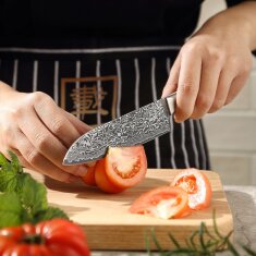 Zayiko Black Edition - Santoku klein 13 cm - Damastmesser aus schwarzem Stahl