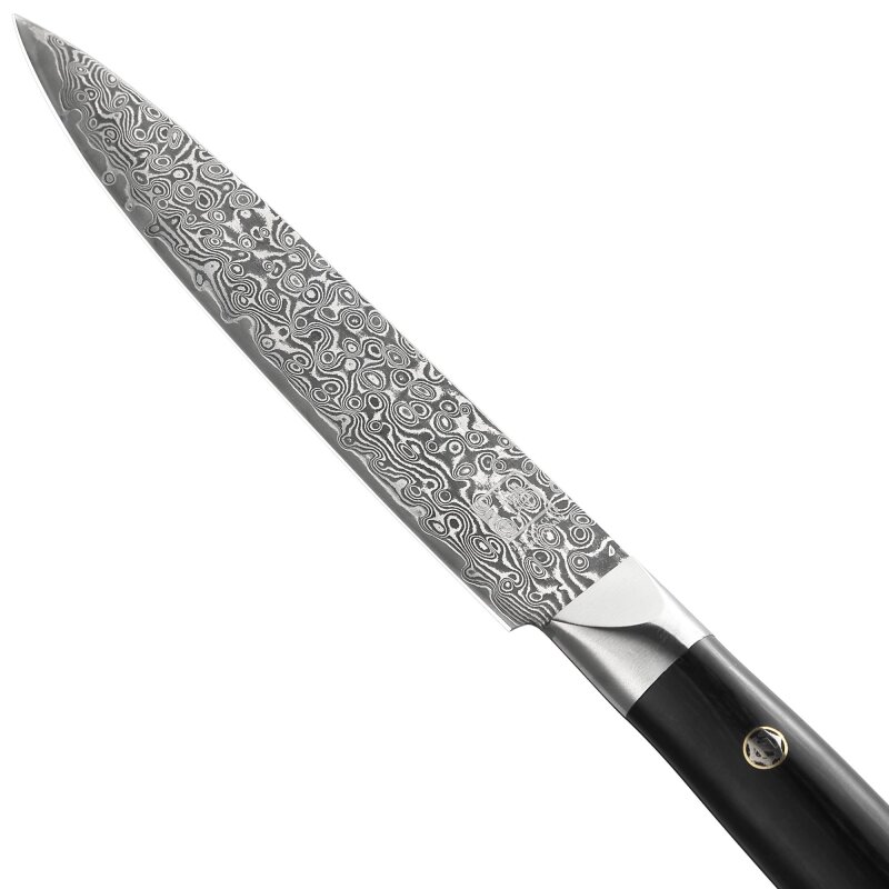 Zayiko Black Edition - Allzweckmesser 13 cm - Damastmesser aus schwarzem Stahl