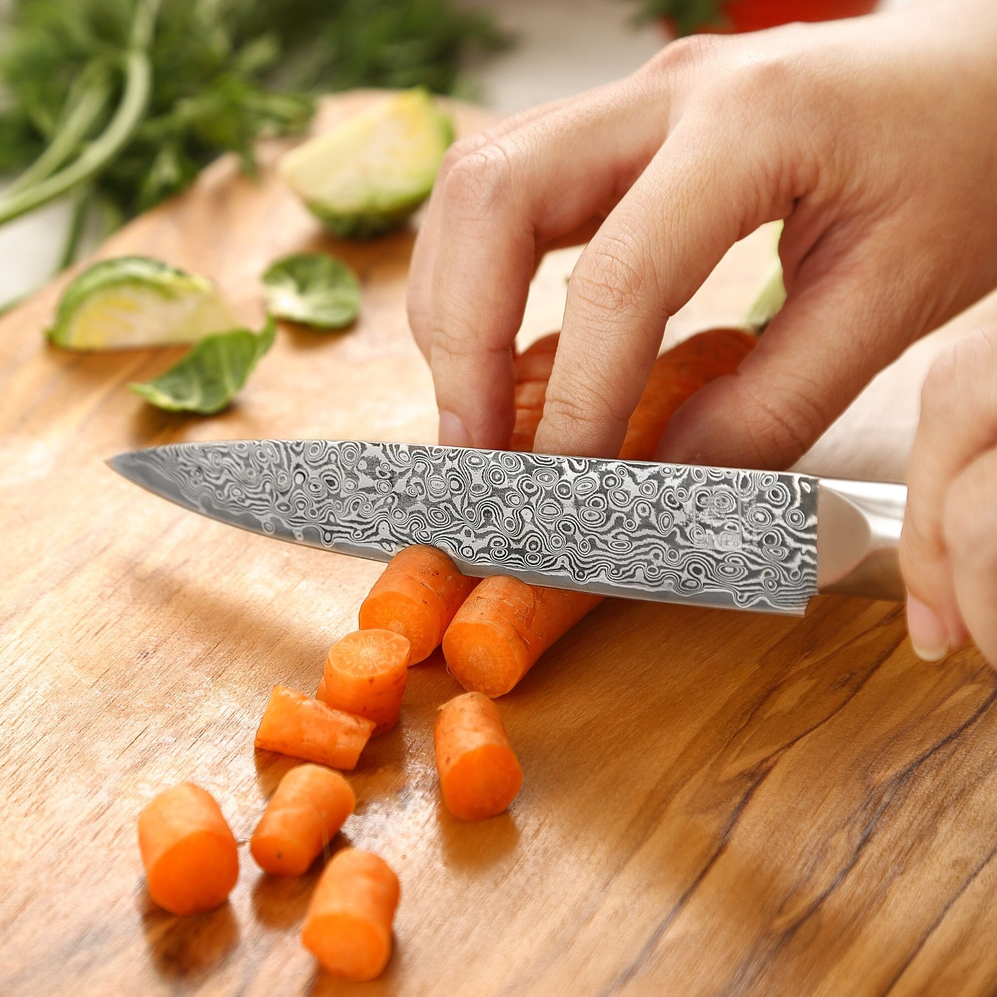 Zayiko Black Edition - Allzweckmesser 13 cm - Damastmesser aus schwarzem Stahl