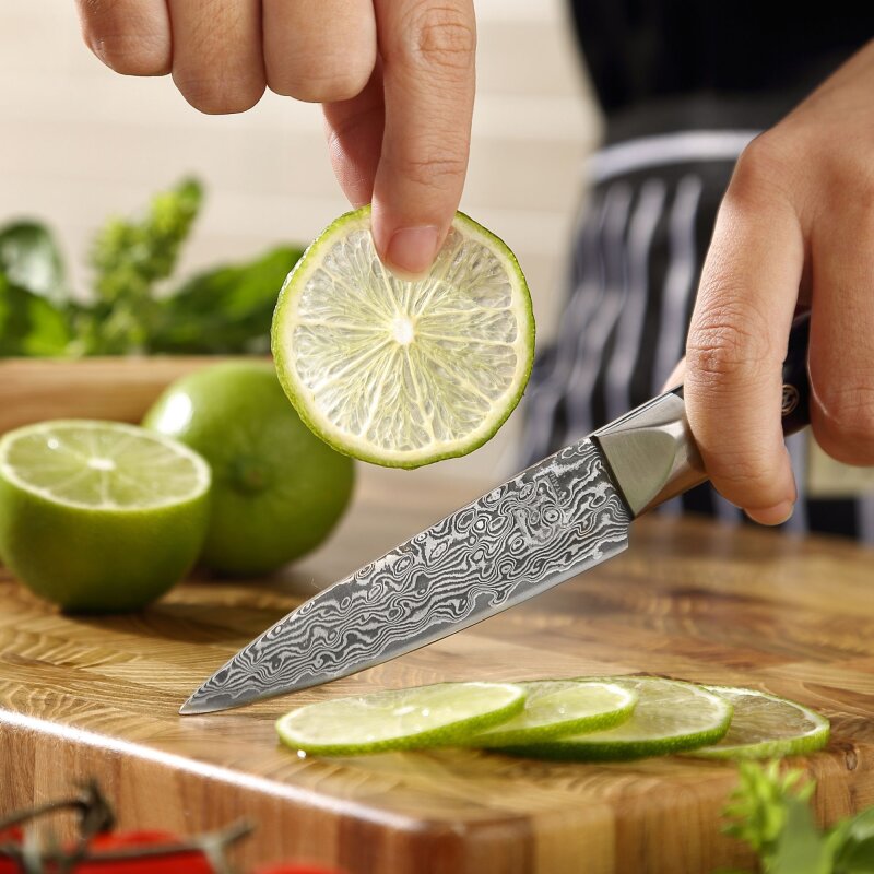 Zayiko Black Edition - Officemesser 9 cm - Damastmesser aus schwarzem Stahl