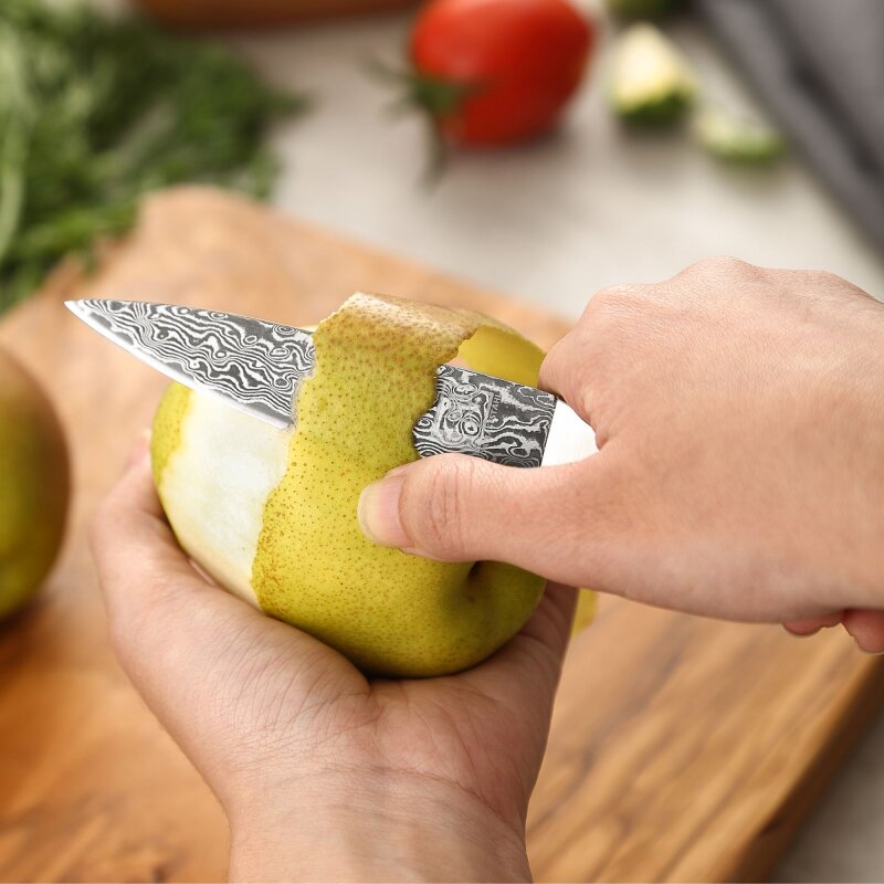 Zayiko Black Edition - Officemesser 9 cm - Damastmesser aus schwarzem Stahl