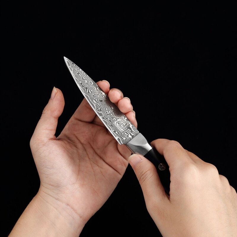 Zayiko Black Edition - Officemesser 9 cm - Damastmesser aus schwarzem Stahl