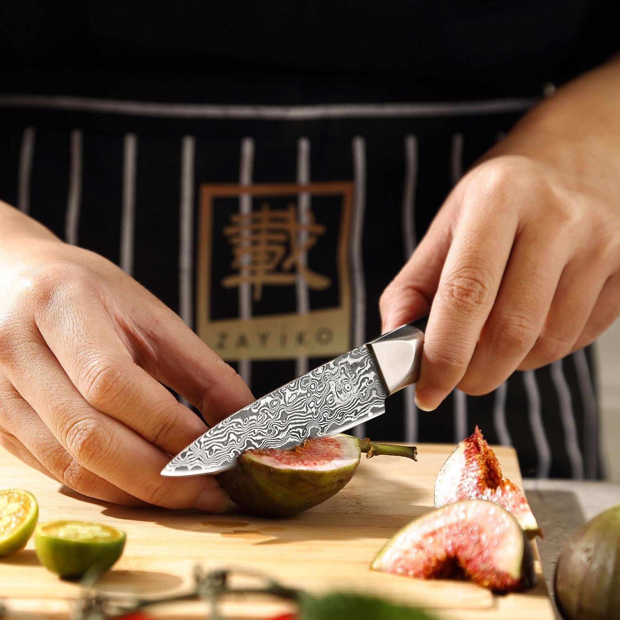 Zayiko Black Edition - Officemesser 9 cm - Damastmesser aus schwarzem Stahl