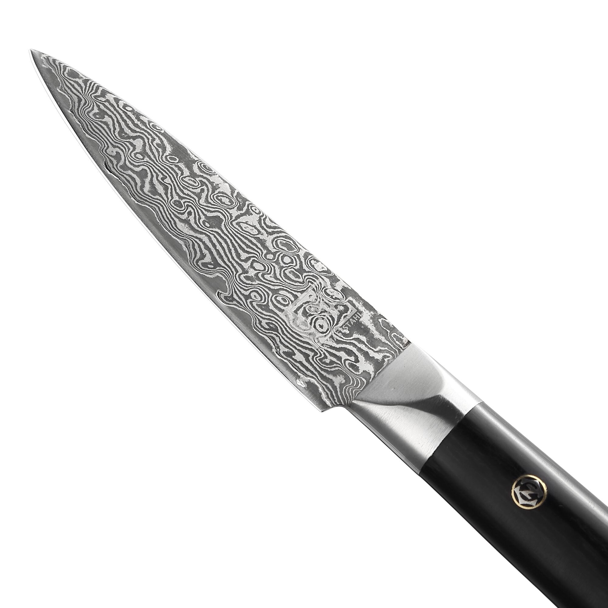 Zayiko Black Edition - Officemesser 9 cm - Damastmesser aus schwarzem Stahl