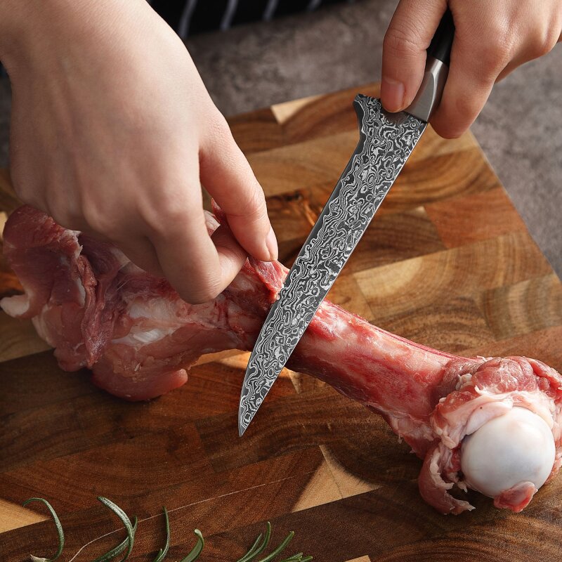 Zayiko Black Edition - Filetier- und Ausbeinmesser 15 cm - Damastmesser aus schwarzem Stahl