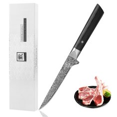 Zayiko Black Edition - Filetier- und Ausbeinmesser 15 cm - Damastmesser aus schwarzem Stahl