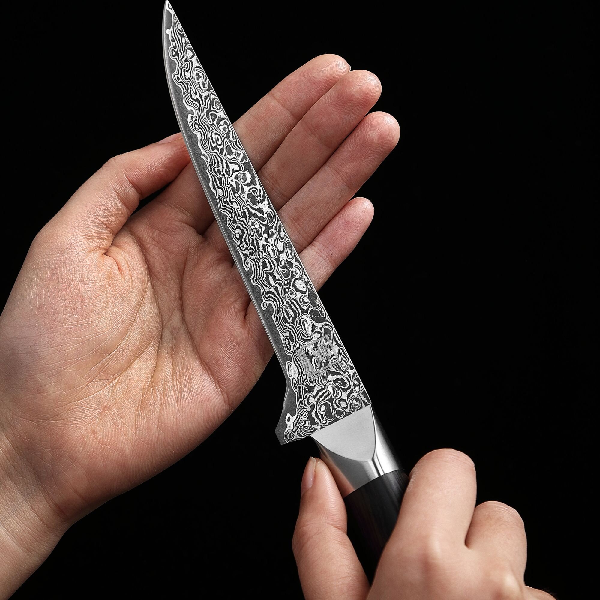 Zayiko Black Edition - Filetier- und Ausbeinmesser 15 cm - Damastmesser aus schwarzem Stahl