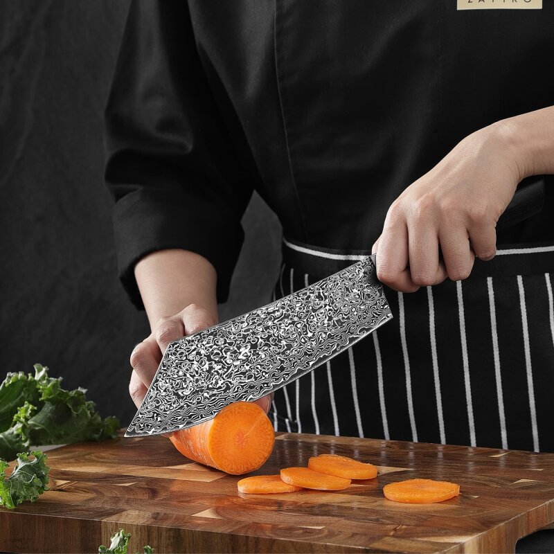 Zayiko Black Edition - BBQ- und Blockmesser 20 cm - Damastmesser aus schwarzem Stahl