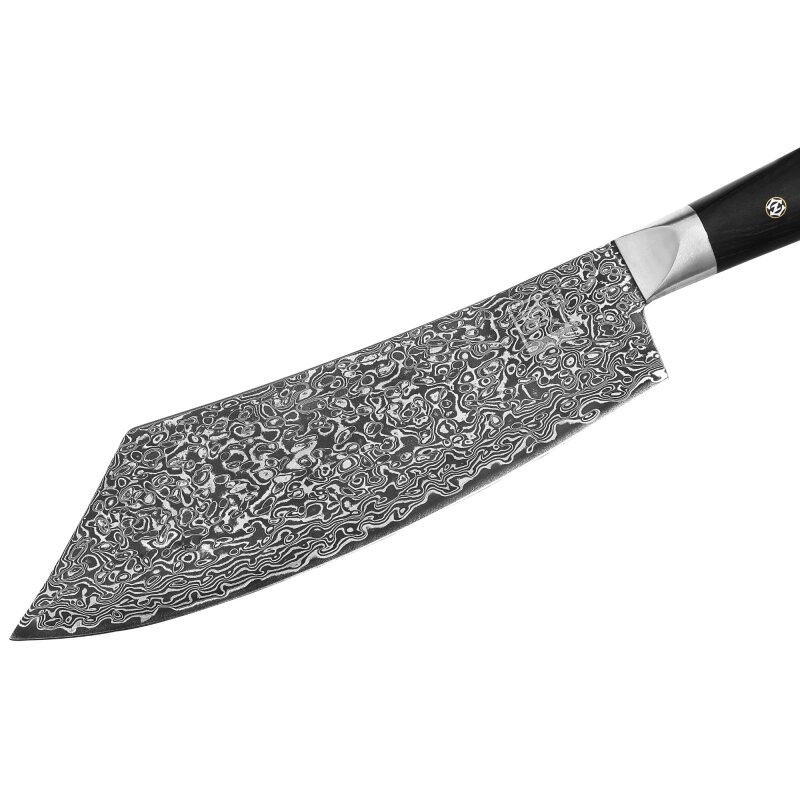 Zayiko Black Edition - BBQ- und Blockmesser 20 cm - Damastmesser aus schwarzem Stahl