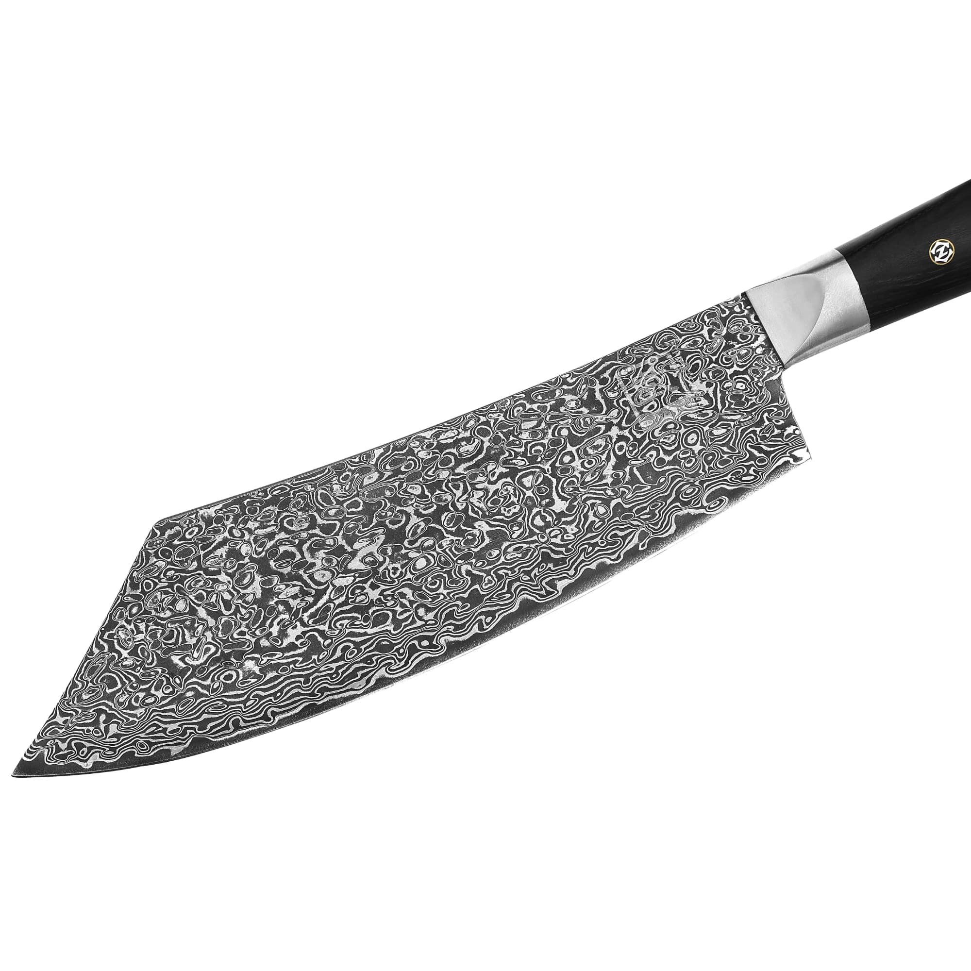 Zayiko Black Edition - BBQ- und Blockmesser 20 cm - Damastmesser aus schwarzem Stahl