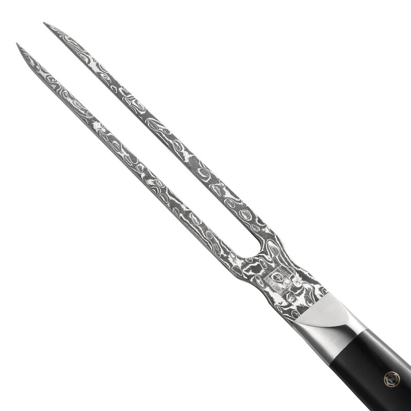 Zayiko Black Edition - Tranchiergabel - Damastmesser aus schwarzem Stahl