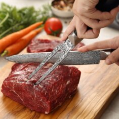 Zayiko Black Edition - Tranchiergabel - Damastmesser aus schwarzem Stahl