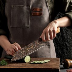 Zayiko BlackMagma - Kiritsuke 21cm - Damastmesser in schwarz mit Bronze- und Kupferelementen