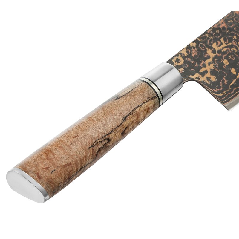 Zayiko BlackMagma - Nakiri 18cm - Damastmesser in schwarz mit Bronze- und Kupferelementen