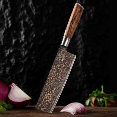 Zayiko BlackMagma - Nakiri 18cm - Damastmesser in schwarz mit Bronze- und Kupferelementen
