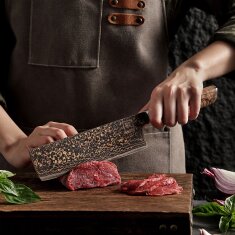 Zayiko BlackMagma - Nakiri 18cm - Damastmesser in schwarz mit Bronze- und Kupferelementen