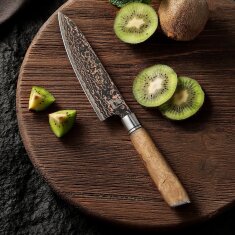 Zayiko BlackMagma - Allzweckmesser 14 cm - Damastmesser in schwarz mit Bronze- und Kupferelementen