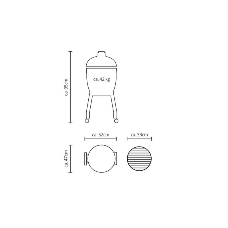 Keramikgrill Monolith Junior 2.0 mit Gestell, Pro- Serie, Schwarz