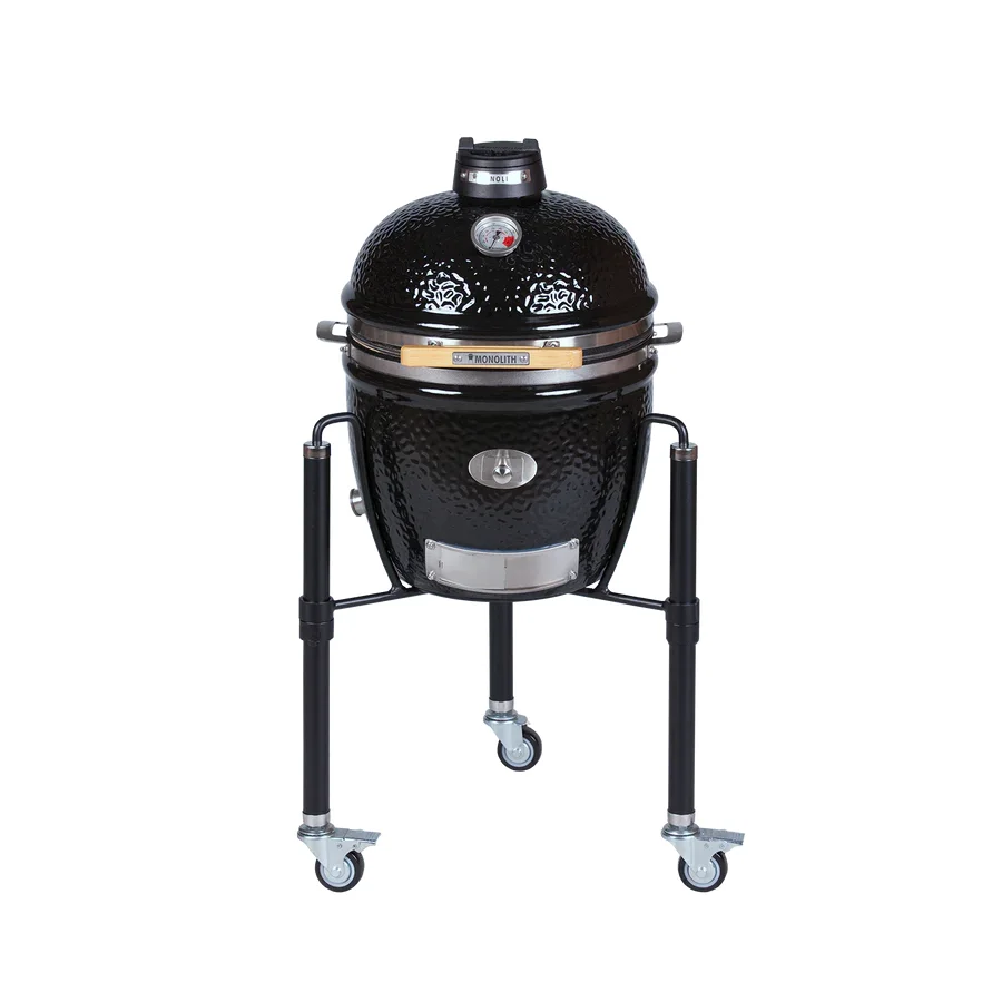 Keramikgrill Monolith Junior 2.0 mit Gestell, Pro- Serie, Schwarz