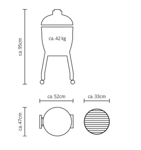 Keramikgrill Monolith Junior 2.0 mit Gestell, Pro- Serie, Schwarz