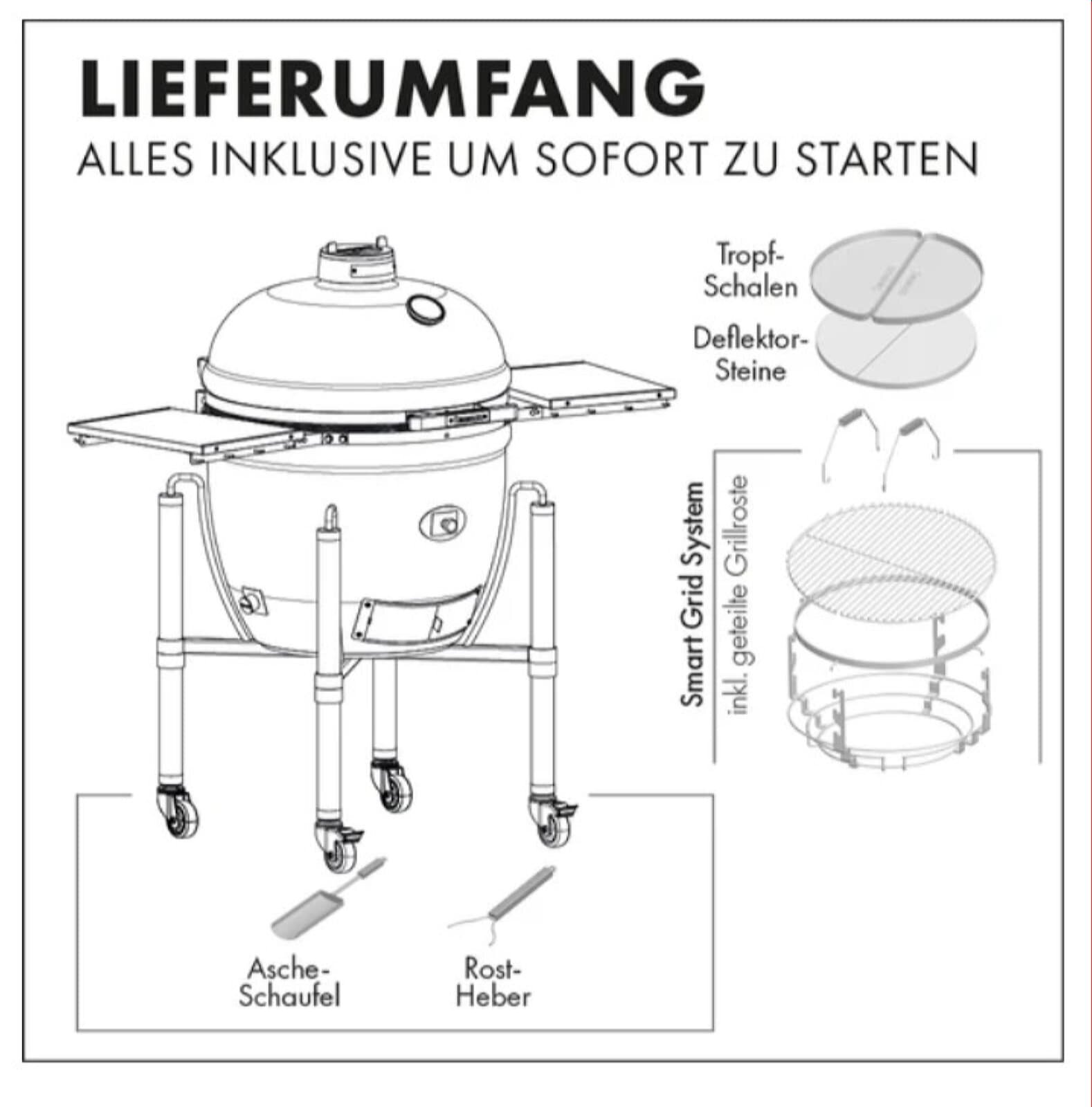 Keramikgrill Monolith One.66 (LeChef) inkl. Gestell, Schwarz