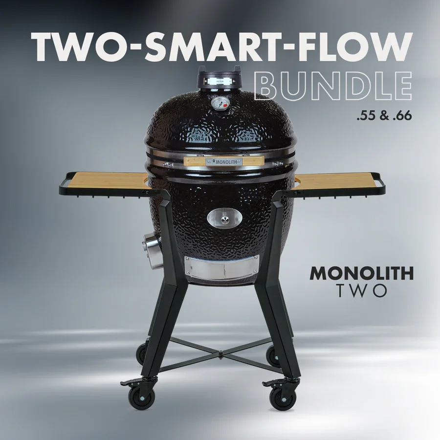 Keramikgrill Monolith Two.55 (Classic) Two-Smart-Flow Bundle inkl. Gestell & Blower, Schwarz