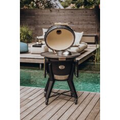 Keramikgrill Monolith Two.66 (LeChef) mit Gestell und Seitentischen, Schwarz