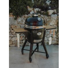 Keramikgrill Monolith Two.55 (Classic) inkl. Gestell mit Seitentischen, Schwarz