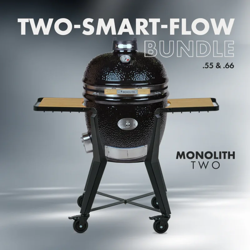 Keramikgrill Monolith Two.66 (LeChef) Smart-Flow-Bundle inkl. Gestell & Blower, Schwarz