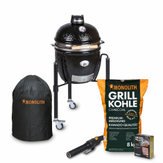 Keramikgrill Monolith Junior 2.0 Starterset, Pro- Serie, Schwarz