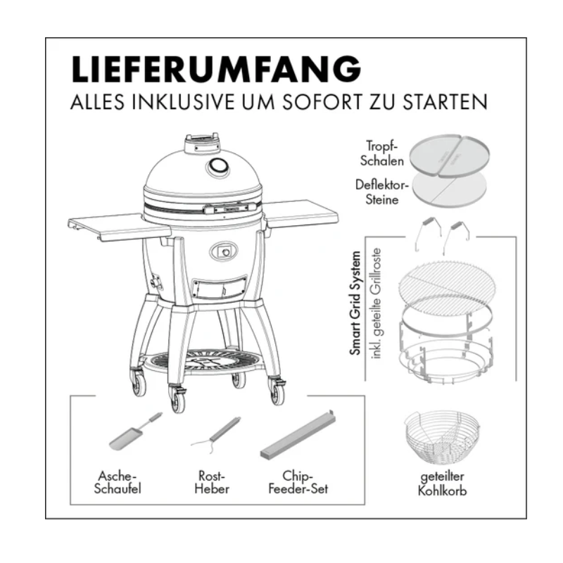 Keramikgrill Monolith Avantgarde.55 (Classic), Schwarz - Starterset