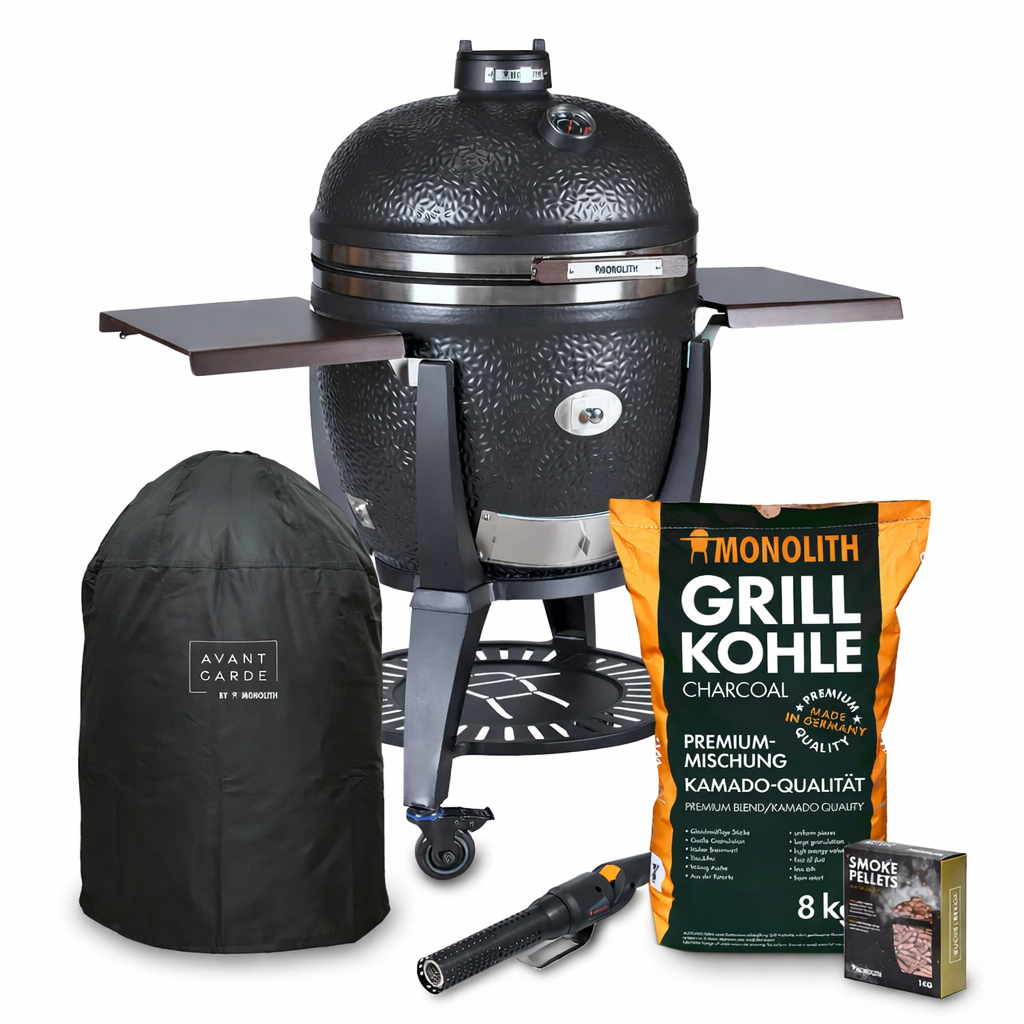 Keramikgrill Monolith Avantgarde.66 (LeChef), Schwarz - Starterset