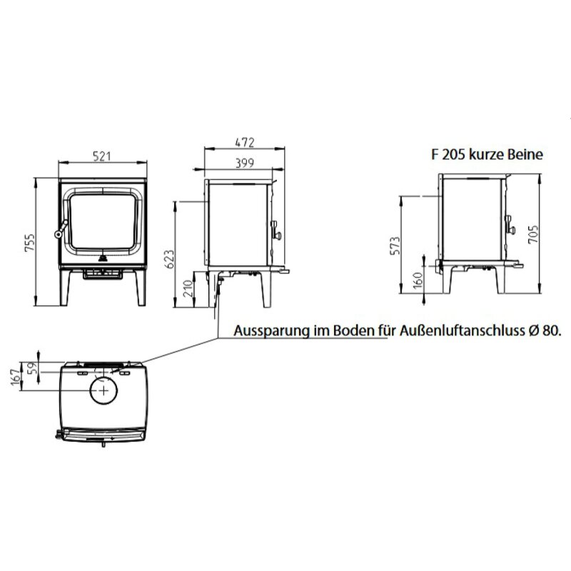 Kaminofen Gussofen Jotul F 205 V2 - 5 kW - Schwarz (BP)