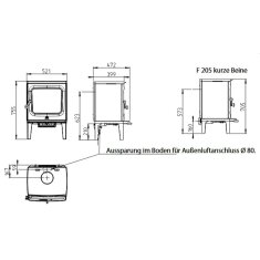 Kaminofen Gussofen Jotul F 205 V2 - 5 kW - Schwarz (BP)